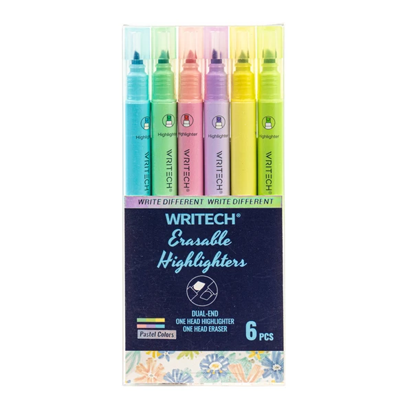 WRITECH W-822 SİLİNEBİLİR FOSFORLU KALEM PASTEL - 6'LI SET ürün görseli 1