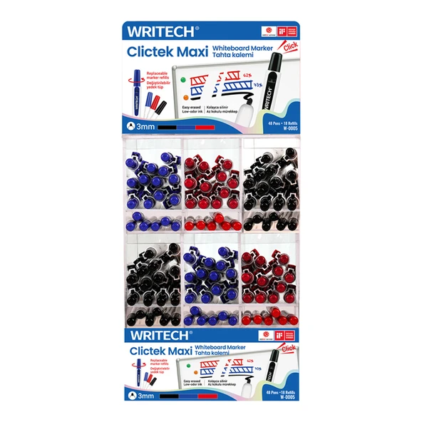 WRITECH W-0005WB BASMALI JUMBO TAHTA KALEMİ - 48'Lİ STAND ürün görseli 1