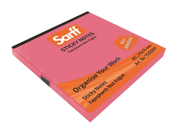 SARFF 75X75MM NEON PEMBE YAPIŞKANLI NOT KAĞIDI - 80YP ürün görseli 1