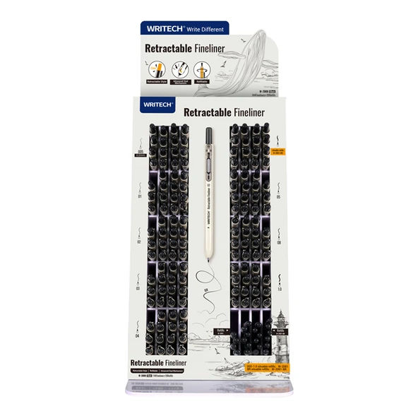 WRITECH W-2008 BASMALI FINELINER KALEM - 144'LÜ DISPLAY ürün görseli 1