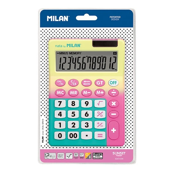 MILAN 151812SNPBL SUNSET SARI-PEMBE 12 HANELİ HESAP MAKİNASI ürün görseli 1