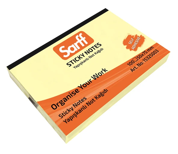 SARFF 50X75MM SARI YAPIŞKANLI NOT KAĞIDI - 100YP ürün görseli 1