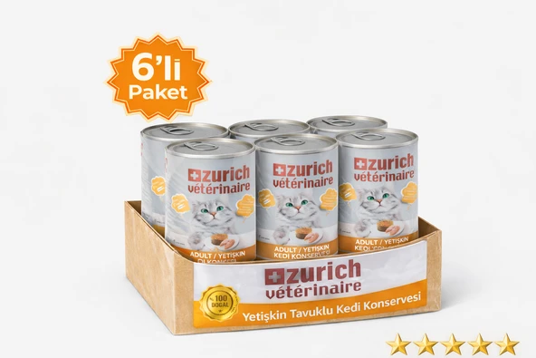 Zurich Veterinaire Tavuklu Yetişkin Kedi Konservesi 415 gr x 6’lı Paket ürün görseli 1