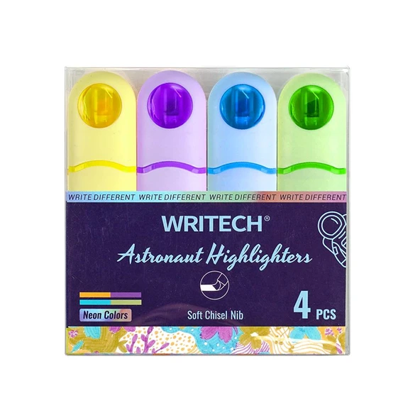 WRITECH W-8154 ASTRONOT FOSFORLU KALEM NEON 4 RENK - 4'LÜ ürün görseli 1