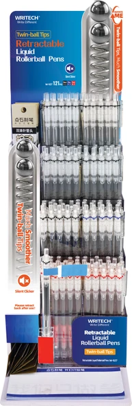 WRITECH W-927 LIQUID ROLLER 0,5MM KALEM (MAVİ-SİYAH-KIRMIZI) - 120'Lİ STAND ürün görseli 1