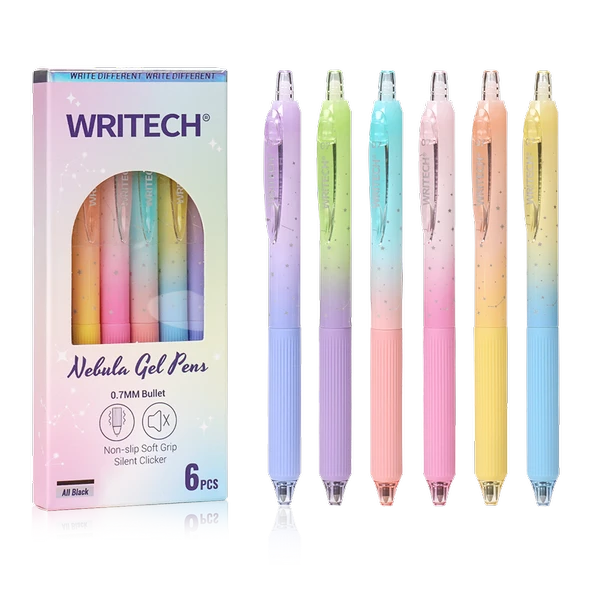 WRITECH W-0163 SOFT GRIP NEBULA JEL KALEM PEMBE/SARI - 12'Lİ KUTU ürün görseli 1