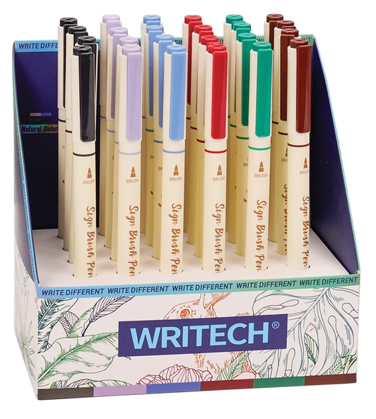 WRITECH W-827 FIRÇA TİP 6 RENK KEÇELİ KALEM - 24'LÜ SET ürün görseli 1