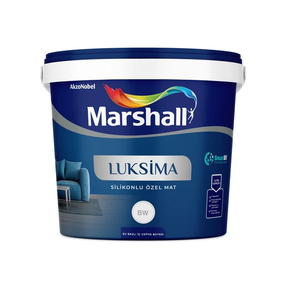 MARSHALL LUKSİMA YIKANABİLİR SİLİKONLU ÖZEL MAT İÇ CEPHE BOYASI 2,5 L ürün görseli 1