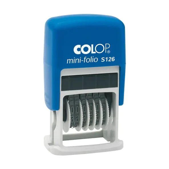 COLOP S126 MİNİ NUMARATÖR KAŞE MAVİ KASA SİYAH KEÇE - 4X19MM ürün görseli 1