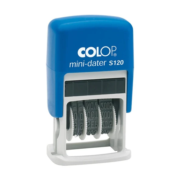 COLOP S120 MİNİ TARİH KAŞE(TR/YAZI) MAVİ KASA MAVİ KEÇE - 8X45MM ürün görseli 1