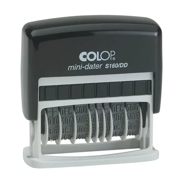 COLOP S160/DD ÇİFT TARİH KAŞE(TR) SİYAH KASA MAVİ KEÇE - 4X49MM ürün görseli 1