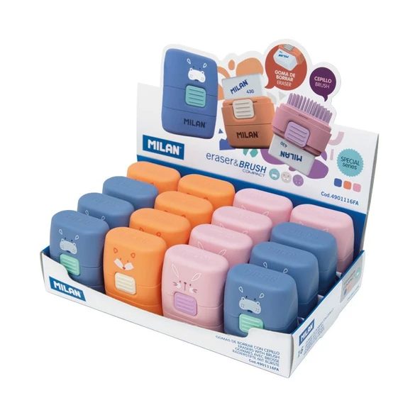 MILAN 4901116FA FUN ANIMAL FIRÇALI SİLGİ - 16ADET ürün görseli 1