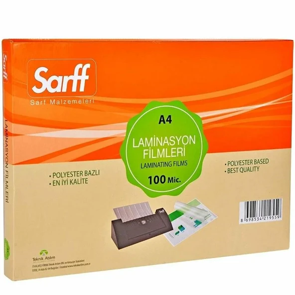 SARFF 100MIC LAMİNASYON FİLMLERİ - A4(216X303MM) - 100ADET ürün görseli 1