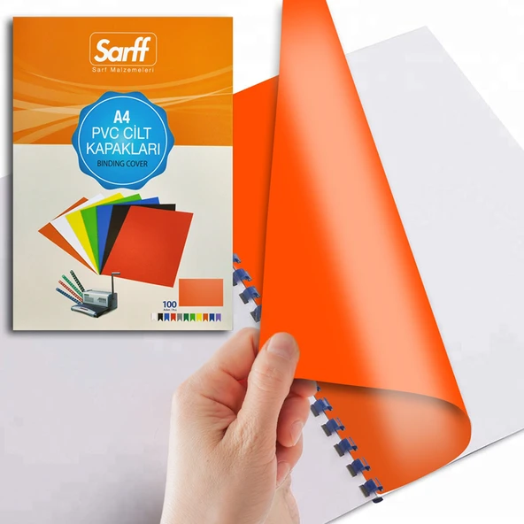 SARFF A4 OPAK TURUNCU PVC CİLT KAPAKLARI - 100ADET ürün görseli 1