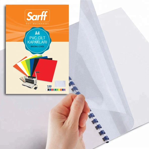 SARFF A4 BUZLU ŞEFFAF PVC CİLT KAPAKLARI - 100ADET ürün görseli 1