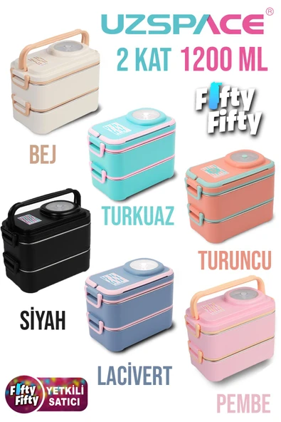 Uzspace 1200 ML İki Kat Dört Bölme Paslanmaz Çelik Lunch Box Yeni Nesil Sefer Tası-Sos Kaseli Model-FFLBOX8023 ürün görseli 1
