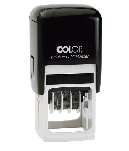 COLOP Q30 TARİH KAŞE(TR) SİYAH KASA MAVİ/KIRMIZI KEÇE - 30X30MM ürün görseli 1