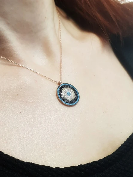 Nazar Boncuğu Gümüş Kolye Mini Boy ürün görseli 1