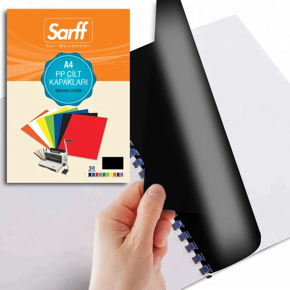 SARFF PP 450MIC A4 OPAK SİYAH CİLT KAPAKLARI - 50ADET ürün görseli 1
