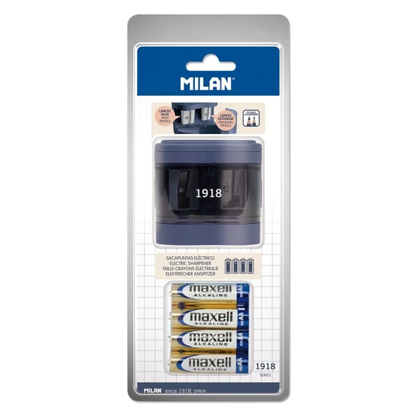 MILAN BWM10278B 1918 MAXI ELEKTRİKLİ MAVİ KALEMTRAŞ BLİSTER ürün görseli 1