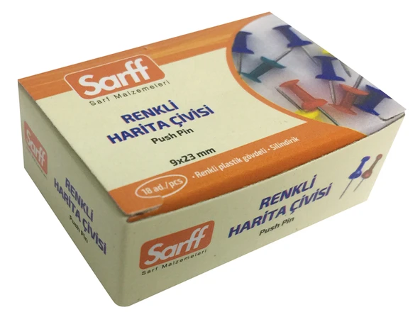 SARFF RENKLİ HARİTA ÇİVİSİ 10'LU KUTU ürün görseli 1
