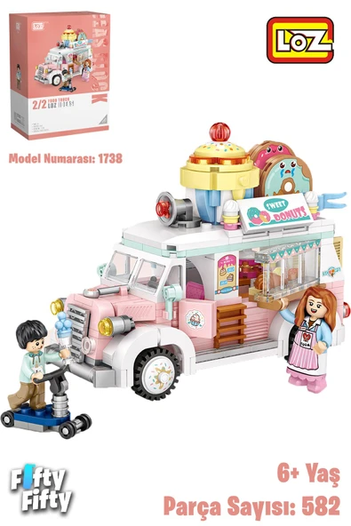 LOZ Mini Block Serisi Food Truck/Yemek Kamyonu -LZ1738 (582 Parça) Oyuncak Yapım Seti ürün görseli 1