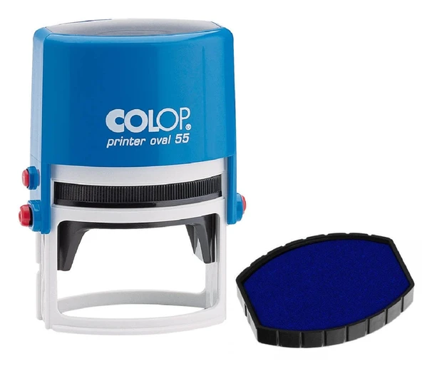 COLOP PRINTER OVAL 55 MAVİ KASA MAVİ KEÇE - 35X55MM ürün görseli 1
