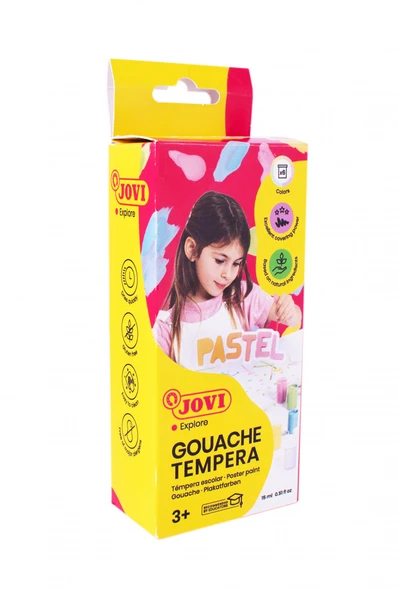 JOVI 520P GUAJ BOYA 15ML KAVANOZ + FIRÇA PASTEL RENKLER - 6'LI KUTU ürün görseli 1