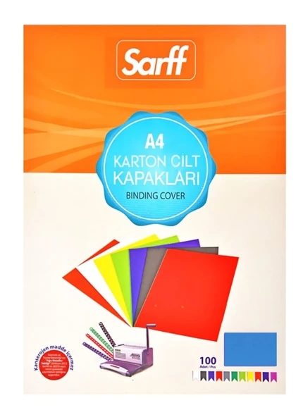 SARFF A4 KARTON KAPAK DESENLİ MAVİ - 100ADET - Resim 2