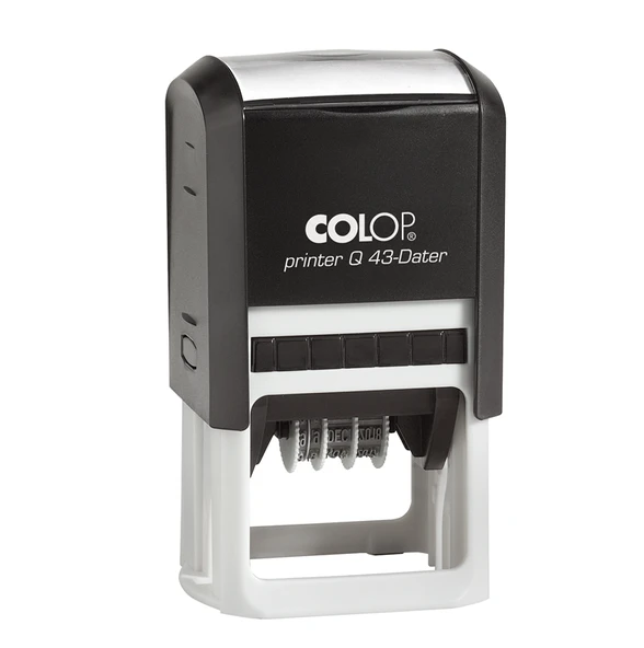 COLOP Q43 TARİH KAŞE(TR) SİYAH KASA MAVİ/KIRMIZI KEÇE - 43X43MM ürün görseli 1
