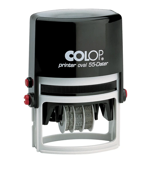 COLOP PRINTER OVAL 55 TARİH KAŞE SİYAH KASA MAVİ KEÇE - 33X55MM ürün görseli 1