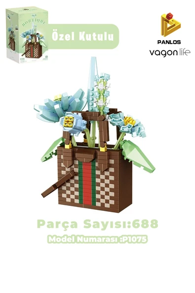 Panlos BOUTIQUE Serisi Kahverengi Damalı Çanta Figürü 688 Parça Oyuncak Yapım Seti -FFP1075 ürün görseli 1
