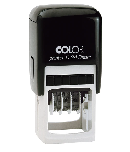 COLOP Q24 TARİH KAŞE(TR) SİYAH KASA MAVİ/KIRMIZI KEÇE - 24X24MM ürün görseli 1
