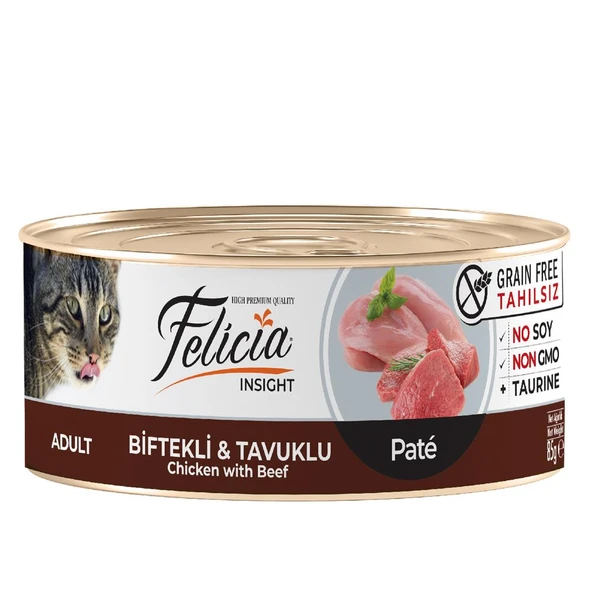 Felicia Tahılsız Biftekli Tavuklu Kıyılmış Kedi Konservesi 85 Gr ürün görseli 1