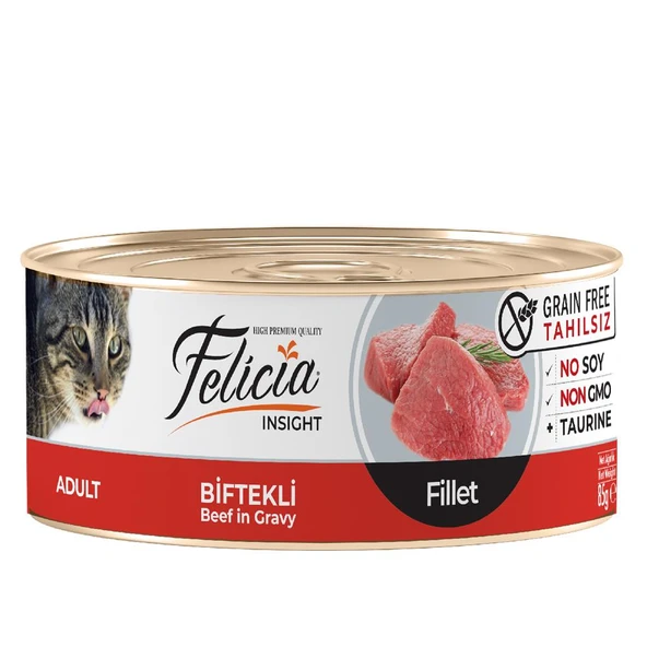 Felicia Tahılsız Biftekli Fileto Yaş Kedi Konservesi 85 Gr ürün görseli 1