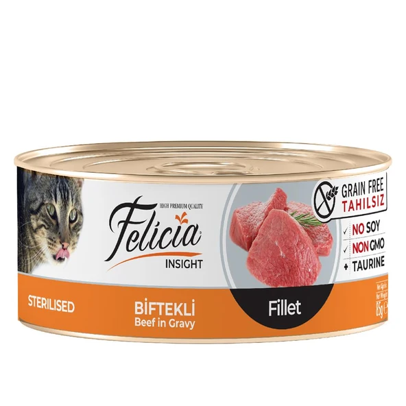 Felicia Tahılsız Sterilised Biftekli Fileto Kedi Konservesi 85 Gr ürün görseli 1