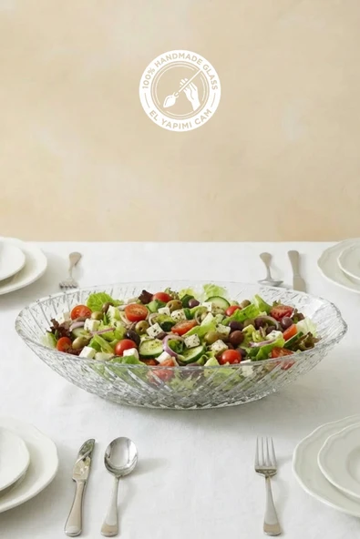 Selen Concept İnci Model El Yapımı Cam Gondol Salata Kasesi Meyvelik ve Sunumluk ürün görseli 1