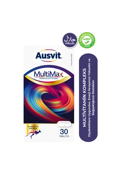 Ausvit Multimax Adult – Multivitamin ve Multimineral İçeren Tablet Takviye Edici Gıda 30 Tb ürün görseli 1