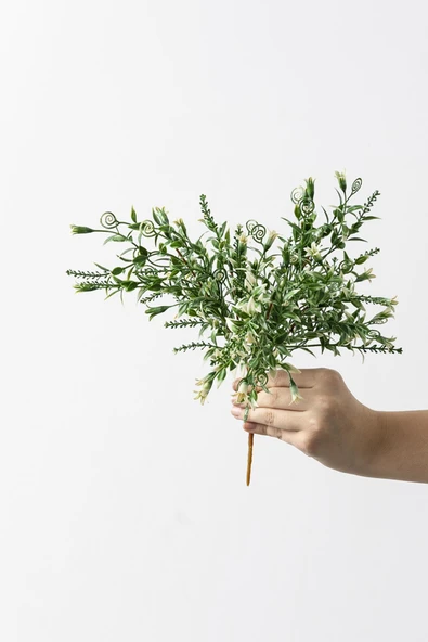 Yapay Kabak Çiçeği Demeti Yeşil Beyaz 30 Cm 5 Dal ürün görseli 1