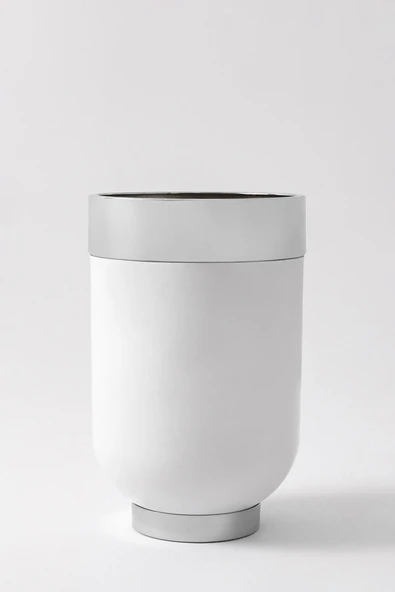 Metal Saksı Lüks Darbuka 40*60 Beyaz Gümüş ürün görseli 1