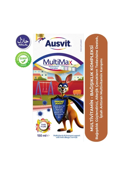 Ausvit Multimax Kids Çörekotu Yağı, Beta Glukan, Multivitamin ve Şurup 150ml ürün görseli 1