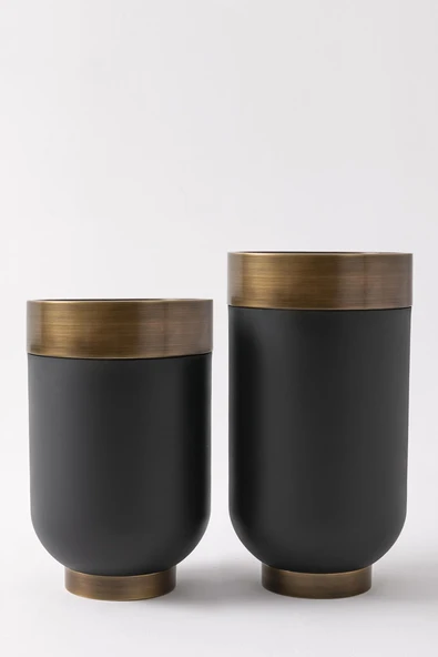 Metal Saksı Lüks Darbuka Siyah Eskitme 2'li Set ürün görseli 1