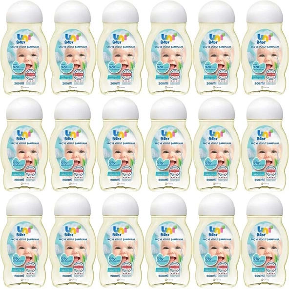 Uni Baby Bebek Saç ve Vücut Şampuanı 200ML Klasik (18 Li Set) ürün görseli 1