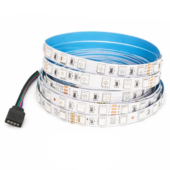 RGB LED Şerit Bant 5 Metre 12V 5050 SMD 60 LED/m IP20 İç Mekan Aydınlatma ürün görseli 1