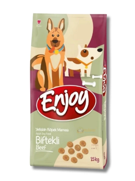 Enjoy Biftekli Yetişkin Köpek Maması 15 Kg - Güçlü Kaslar, Parlak Tüyler, Dengeli Beslenme ürün görseli 1