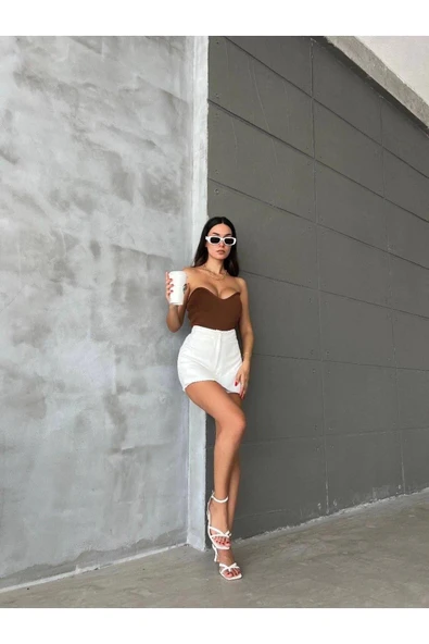 Straplez Kadın Crop Bluz - Resim 9