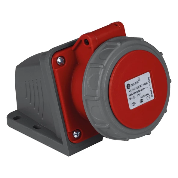 TP Electric 3108-307-1600 Vidalı Bağlantı IP67 5x32A CEE Norm Duvar Prizi ürün görseli 1
