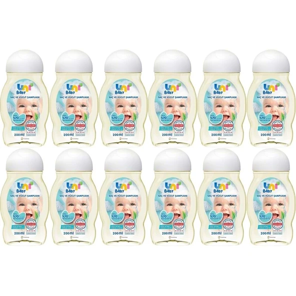 Uni Baby Bebek Saç ve Vücut Şampuanı 200ML Klasik (12 Li Set) ürün görseli 1