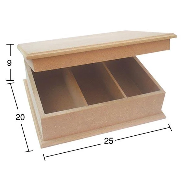 Ahşap Üç Bölmeli Kutu KU220 ürün görseli 1