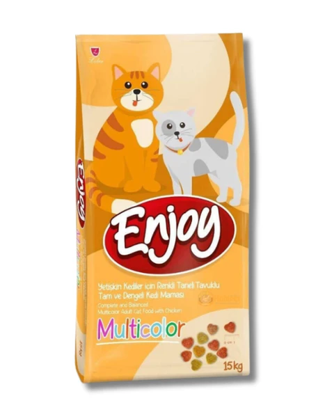 Enjoy Multi Color Tavuklu Yetişkin Kedi Maması 15 Kg - Renkli Taneli, Dengeli ve Lezzetli Beslenme ürün görseli 1